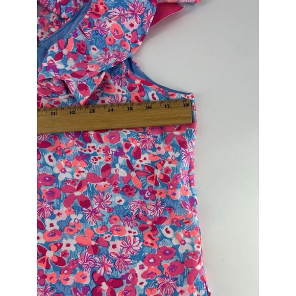Lilly Pulitzer Linwood Ruffle Pink and Blue Print Romper Size 8 Lined New - Picture 8 of 11